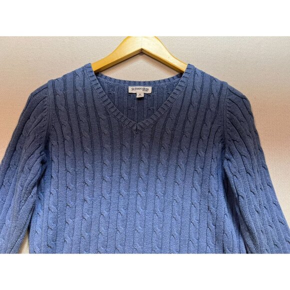 St. John's Bay Women's Fisherman Cable Knit Pullover Sweater Size PL Blue - Picture 5 of 11